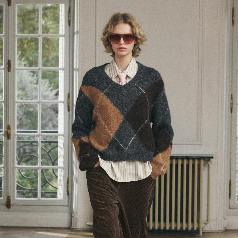 ARGYLE SWEATER- ZARA- SIZE MEDIUM-NWOT